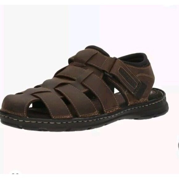 Rockport Sandals Mens 10 M Darwyn Fishermen Brown Leather Closed Toe Shoes NEW - Picture 3 of 13